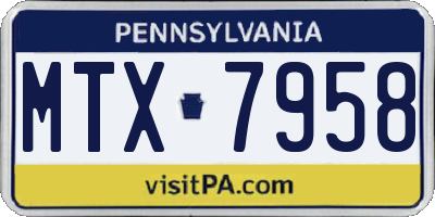 PA license plate MTX7958