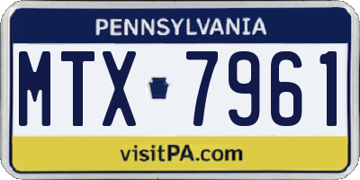 PA license plate MTX7961