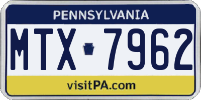 PA license plate MTX7962