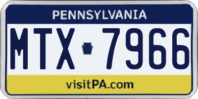 PA license plate MTX7966