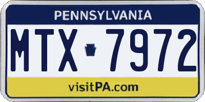 PA license plate MTX7972