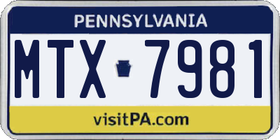 PA license plate MTX7981