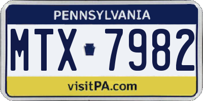 PA license plate MTX7982