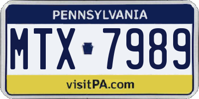 PA license plate MTX7989