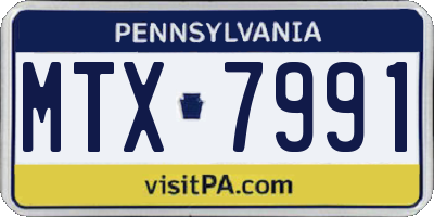 PA license plate MTX7991