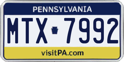 PA license plate MTX7992