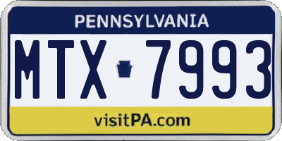 PA license plate MTX7993
