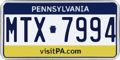 PA license plate MTX7994