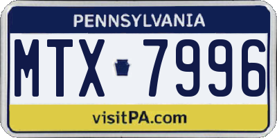 PA license plate MTX7996