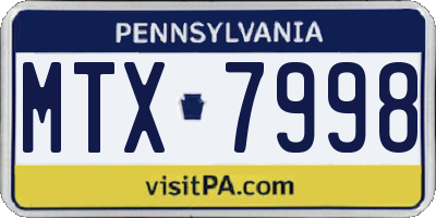 PA license plate MTX7998