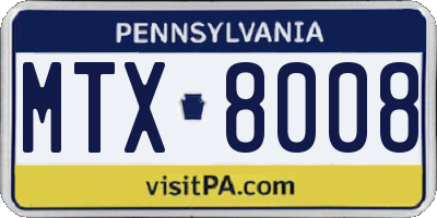 PA license plate MTX8008