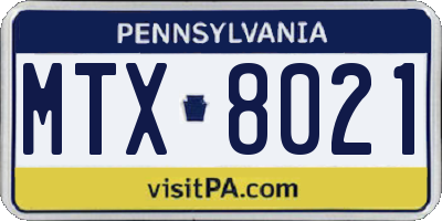 PA license plate MTX8021