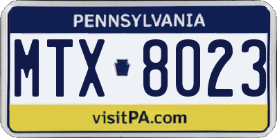 PA license plate MTX8023
