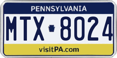 PA license plate MTX8024