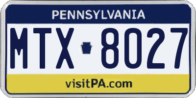 PA license plate MTX8027