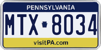 PA license plate MTX8034
