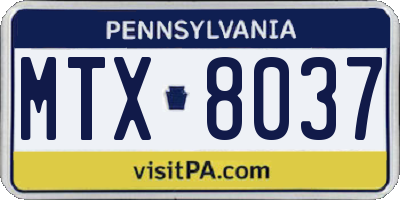 PA license plate MTX8037