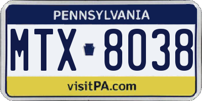 PA license plate MTX8038
