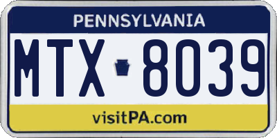 PA license plate MTX8039