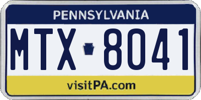 PA license plate MTX8041