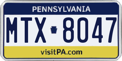 PA license plate MTX8047