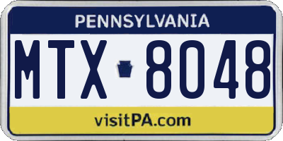 PA license plate MTX8048