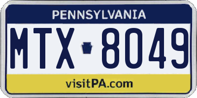 PA license plate MTX8049