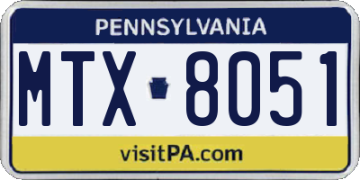 PA license plate MTX8051