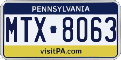 PA license plate MTX8063