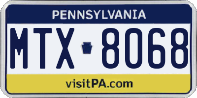 PA license plate MTX8068