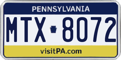 PA license plate MTX8072