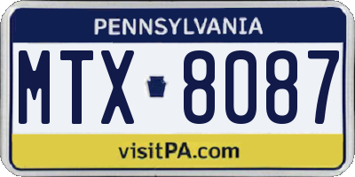 PA license plate MTX8087