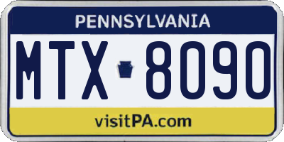 PA license plate MTX8090