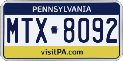 PA license plate MTX8092
