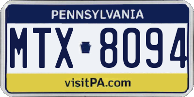 PA license plate MTX8094