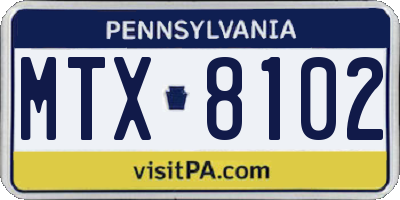 PA license plate MTX8102