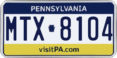 PA license plate MTX8104