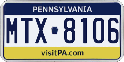PA license plate MTX8106