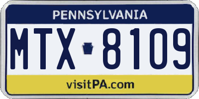 PA license plate MTX8109