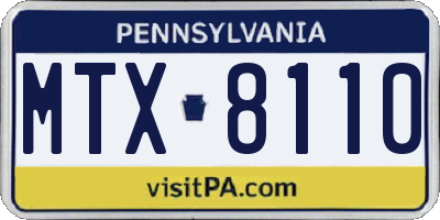 PA license plate MTX8110
