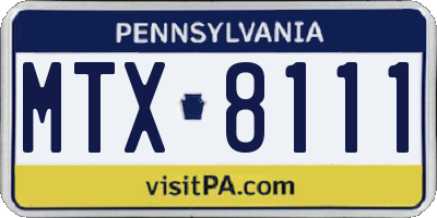 PA license plate MTX8111