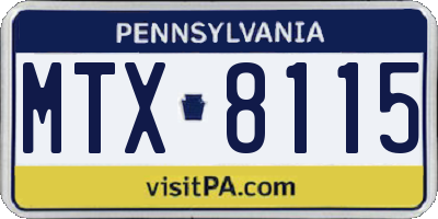 PA license plate MTX8115