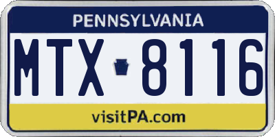 PA license plate MTX8116