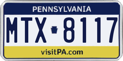 PA license plate MTX8117