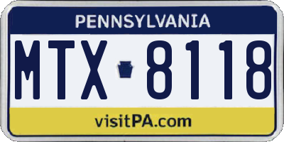 PA license plate MTX8118