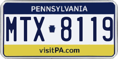 PA license plate MTX8119
