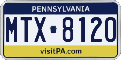PA license plate MTX8120