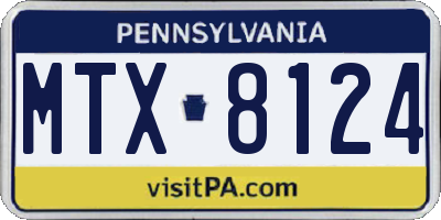 PA license plate MTX8124