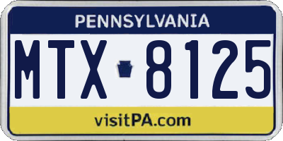 PA license plate MTX8125