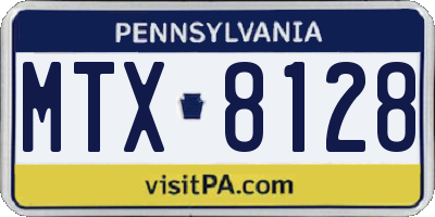 PA license plate MTX8128